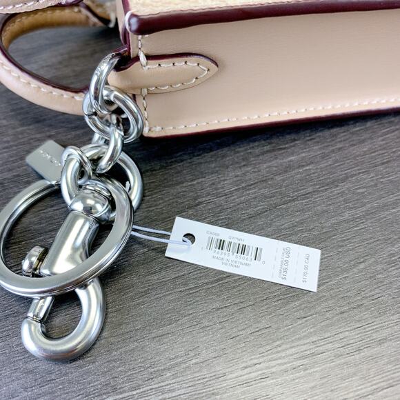 Coach CX069 North/South Mini Tote Bag Charm In Signature Canvas IN Sand Taupe - Picture 6 of 6